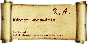 Kántor Annamária névjegykártya